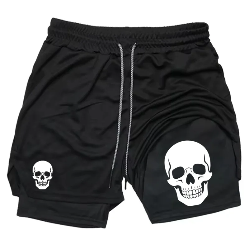 Running Gear Men - Męskie spodenki sportowe 2w1 Skull, szybkoschnące